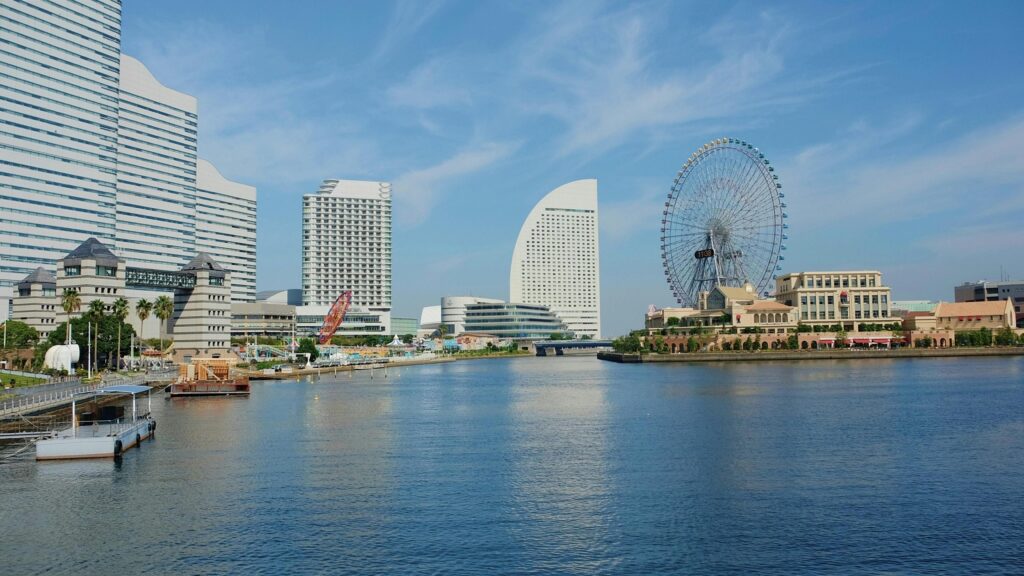 Minatomirai skyline in Yokohama with waterfront and modern buildings